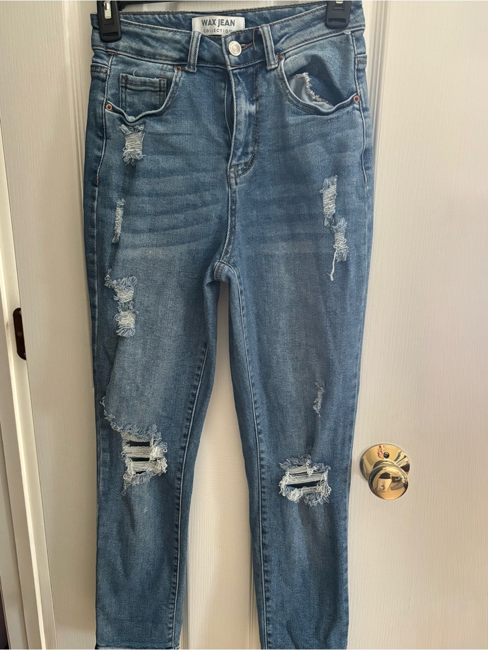 Wax Jean Collection Distressed Jeans in Light Blue